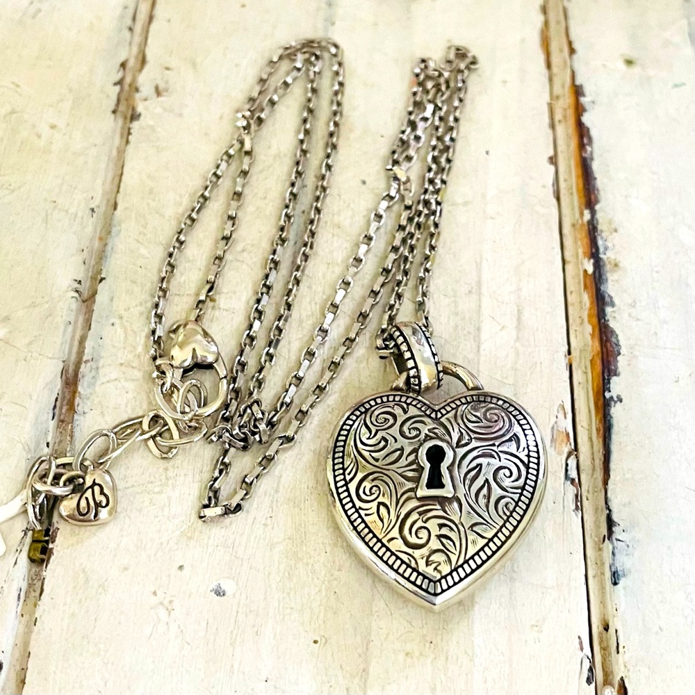 Brighton Romanza reversible heart lock necklace.
